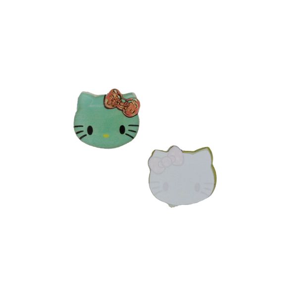 PLASTIC BEADS - RESIN 3D - FOR GLUING - KITTY 19 - 27x24x4mm TURQUOISE (LIGHT)-PINK (LIGHT)-BLACK - 30pcs.