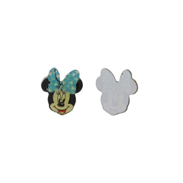 PLASTIC BEADS - RESIN 3D - FOR GLUING - MINNIE MOUSE 10 - 27x30x4mm BLACK-BLUE-RED - PACKAGE 30pcs.
