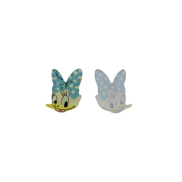 PLASTIC BEADS - RESIN 3D - FOR GLUING - DAISY DUCK 07 - 22x29x3mm BLUE (LIGHT)-YELLOW (LIGHT)-PINK - 30pcs.