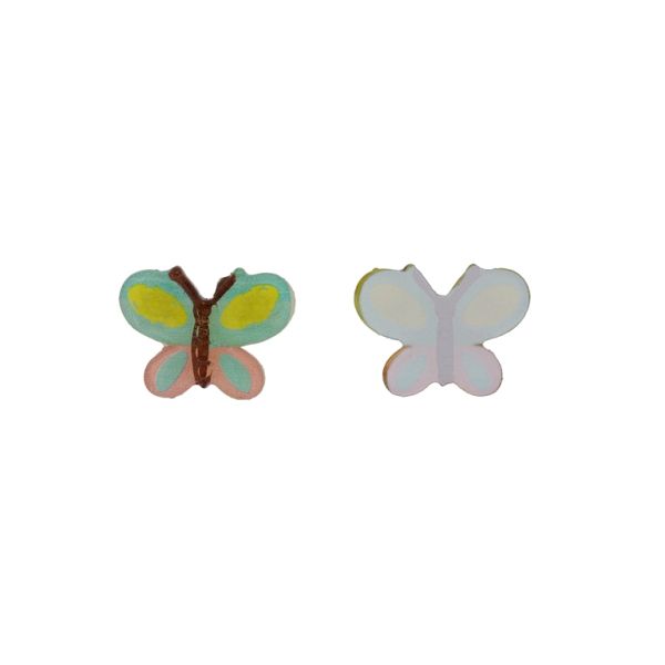 PLASTIC BEADS - RESIN 3D - FOR GLUING - BUTTERFLY 04 - 31x24x4mm TURQUOISE (LIGHT)-YELLOW-PINK (LIGHT) - PACKAGE 30pcs.