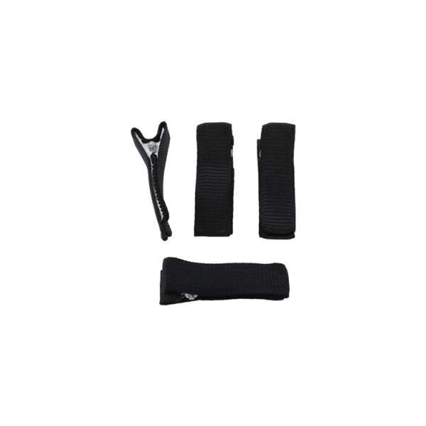 METAL ELEMENTS - CROCODILE DUCKBILL HAIR CLIP WITH TEETH 04 - METAL AND SATIN - 35x10x11mm NICKEL COLOR AND BLACK  - 5pcs.