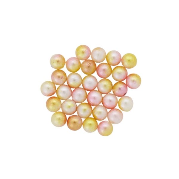 ADHESIVE BEADS - PLASTIC PEARLS - BALL - 6mm MULTICOLORED - YELLOW-PINK-WHITE 131 - PACKAGE 250g (2064pcs.)