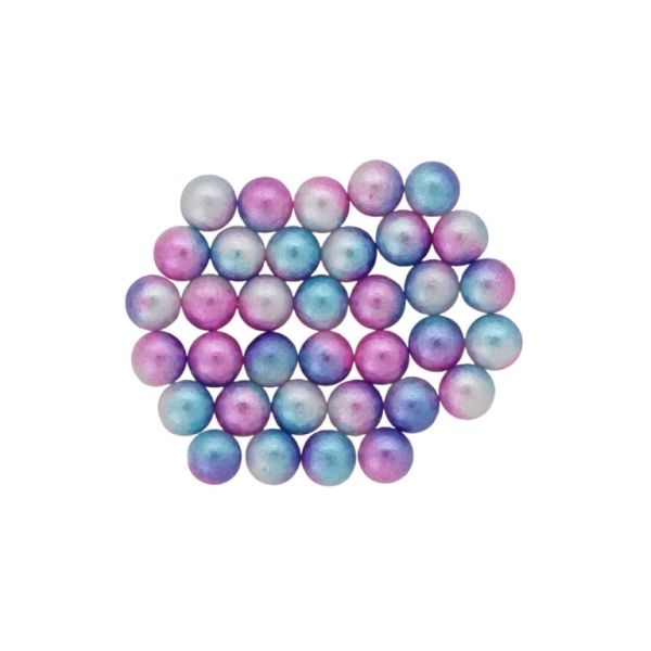 ADHESIVE BEADS - PLASTIC PEARLS - BALL - 6mm MULTICOLORED - CYCLAMEN-TURQUOISE-WHITE 008 - 20g (155pcs.)