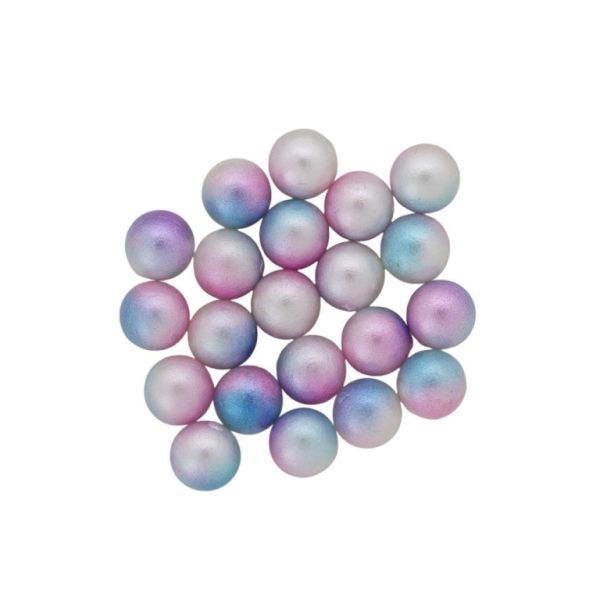 ADHESIVE BEADS - PLASTIC PEARLS - BALL - 8mm MULTICOLORED - CYCLAMEN (LIGHT)-WHITE-TURQUOISE 007 - 20g (66pcs.)