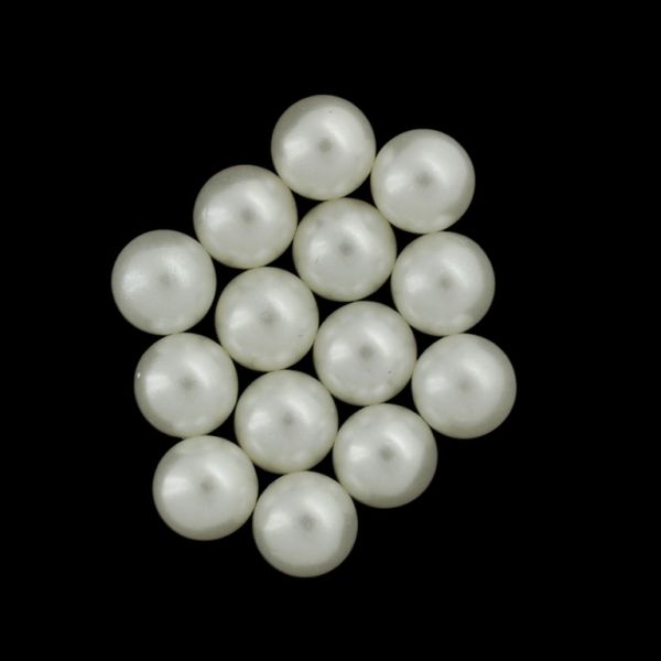 ADHESIVE BEADS - PLASTIC PEARLS - BALL 10mm ECRU 124 - PACKAGE 250g (489pcs.)
