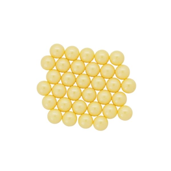 ADHESIVE BEADS - PLASTIC PEARLS - BALL GLOSSY 6mm YELLOW (LIGHT) 128 - PACKAGE 250g (2262pcs.)