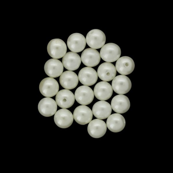 ADHESIVE BEADS FOR PIN - PLASTIC PEARLS - BALL 8mm ECRU 133 - 20g (92pcs.) Hole-1.2mm