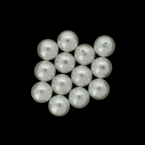 ADHESIVE BEADS FOR PIN - PLASTIC PEARLS - BALL 10mm WHITE 107 - PACKAGE 250g (514pcs.) Hole-1.2mm