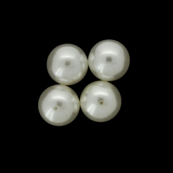 ADHESIVE BEADS FOR PIN - PLASTIC PEARLS - BALL 16mm WHITE 107 - 20g (9pcs.) Hole-1.2mm