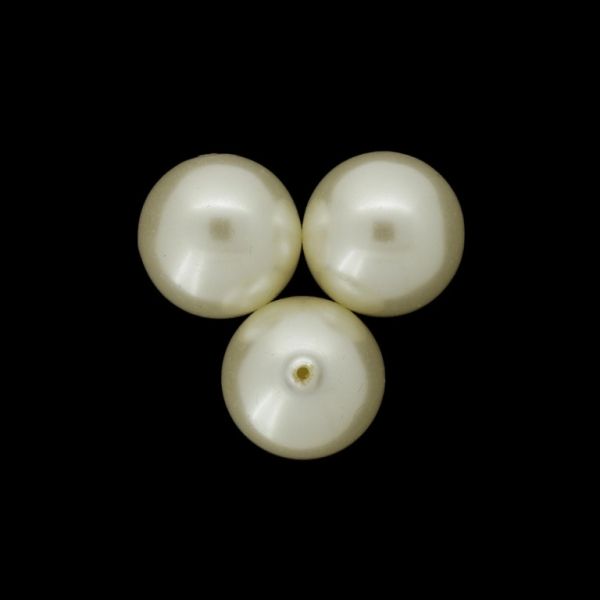 ADHESIVE BEADS FOR PIN - PLASTIC PEARLS - BALL 18mm ECRU 121 - 20g (6pcs.) Hole-1.4mm