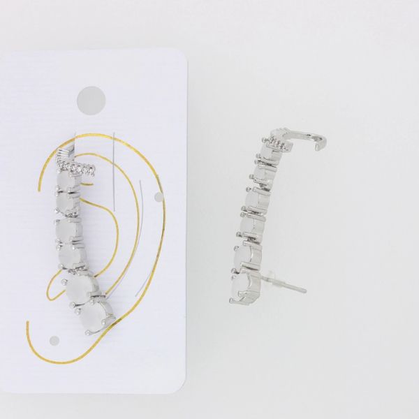 JEWELRY - EAR CUFF - RIGHT - ZIRCON Е321 - NICKEL AND WHITE - PACKAGE 6pcs.