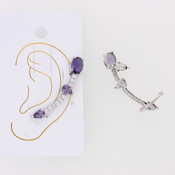 JEWELRY - EAR CUFF - RIGHT - ZIRCON Е327 - NICKEL AND PURPLE WITH WHITE - PACKAGE 6pcs.