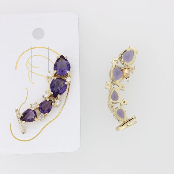 JEWELRY - EAR CUFF - RIGHT - ZIRCON Е875 - GOLD-PURPLE - 1pc.