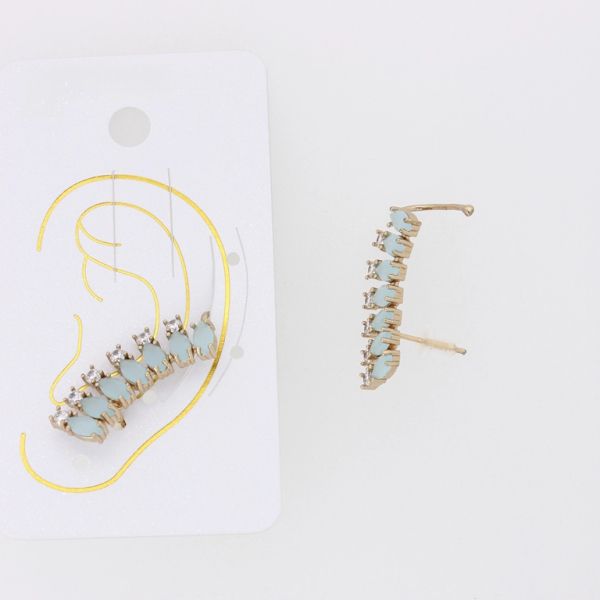 JEWELRY - EAR CUFF - RIGHT - ZIRCON Е877 - GOLD-BLUE (LIGHT)-WHITE - PACKAGE 6pcs.