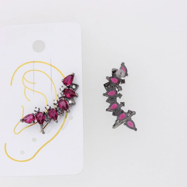 JEWELRY - EAR CUFF - RIGHT - ZIRCON Е880 - OXIDIZED-CYCLAMEN - PACKAGE 6pcs.