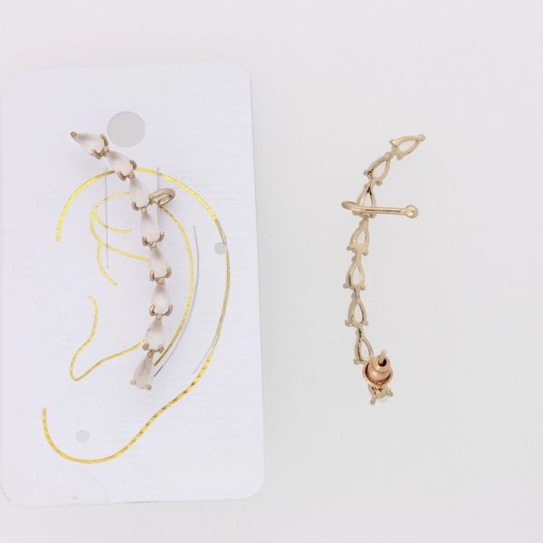 JEWELRY - EAR CUFF - LEFT - ZIRCON Е320 - GOLD AND ECRU - 1pc.