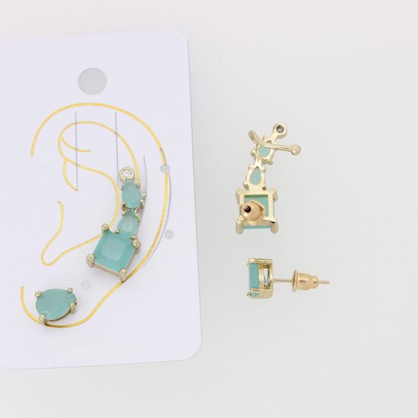 JEWELRY - EAR CUFF - LEFT - ZIRCON Е322 - GOLD AND TURQUOISE - 1 set