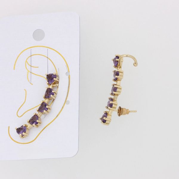 JEWELRY - EAR CUFF - LEFT - ZIRCON Е870 - GOLD-PURPLE - 1pc.