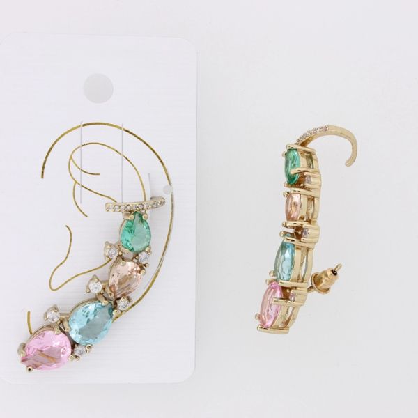 JEWELRY - EAR CUFF - LEFT - ZIRCON Е878 - GOLD-MIX - PACKAGE 6pcs.