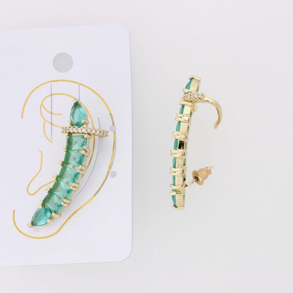 JEWELRY - EAR CUFF - LEFT - ZIRCON Е879 - GOLD-TURQUOISE-WHITE - 1pc.
