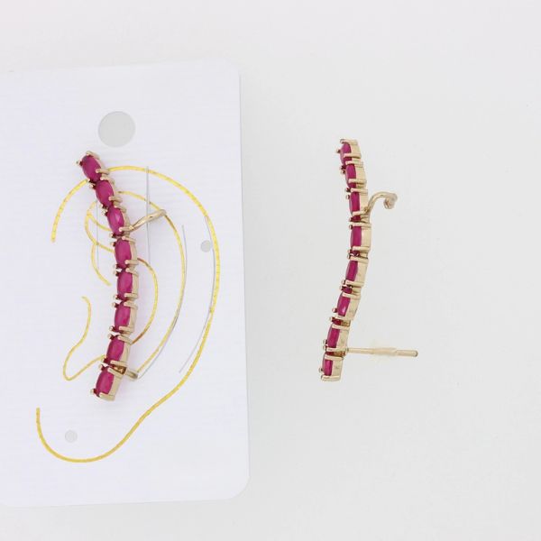 JEWELRY - EAR CUFF - LEFT - ZIRCON Е881 - GOLD AND CYCLAMEN - PACKAGE 6pcs.