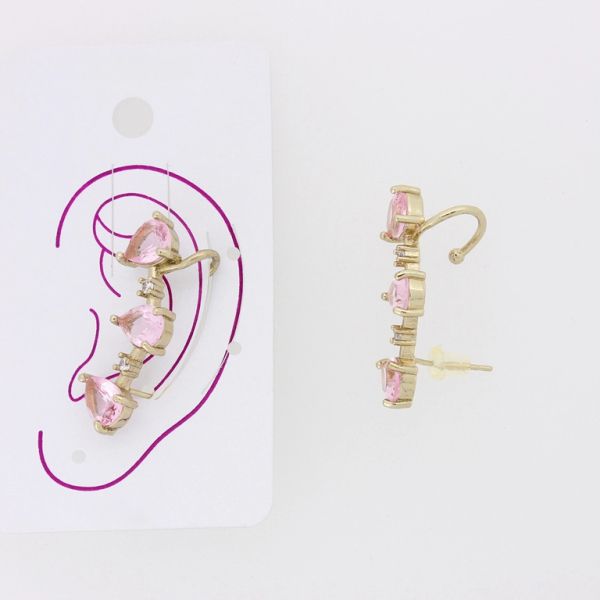 JEWELRY - EAR CUFF - LEFT - ZIRCON Е882 - GOLD AND PINK WITH WHITE - 1pc.