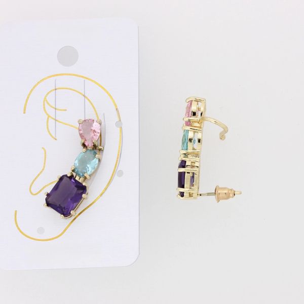 JEWELRY - EAR CUFF - LEFT - ZIRCON Е884 - GOLD AND MIX - PACKAGE 6pcs.