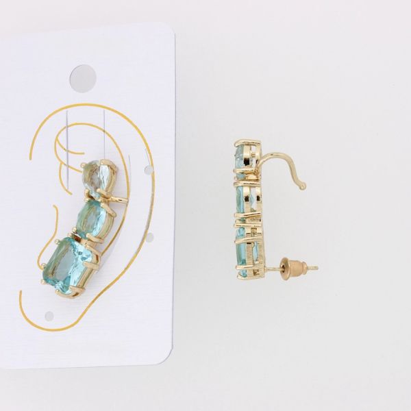 JEWELRY - EAR CUFF - LEFT - ZIRCON Е884 - GOLD AND BLUE (LIGHT) - 1pc.