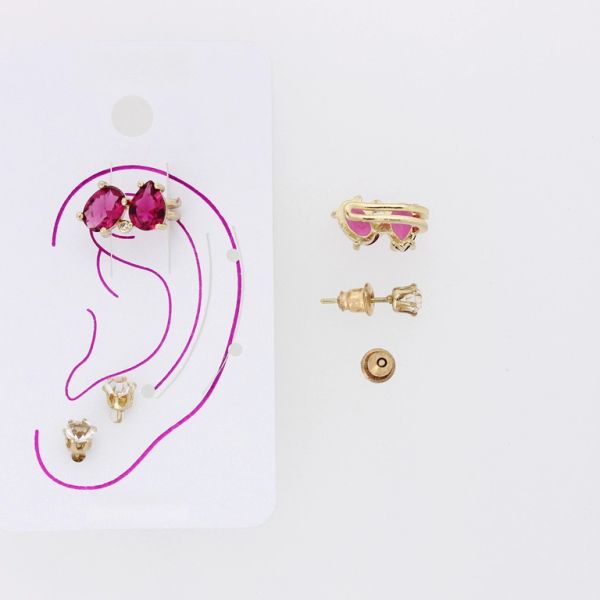 JEWELRY - EAR CUFF - ZIRCON Е329 - GOLD AND CYCLAMEN - PACKAGE 6 sets