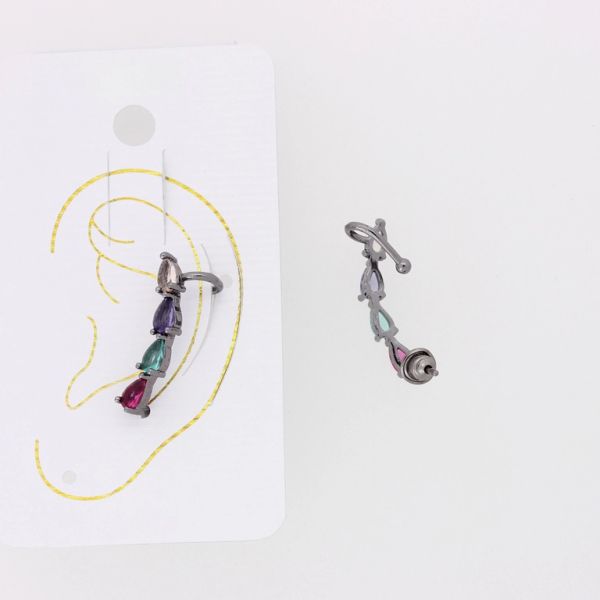 JEWELRY - EAR CUFF - LEFT - ZIRCON Е342 - OXIDIZED AND MIX - 1pc.