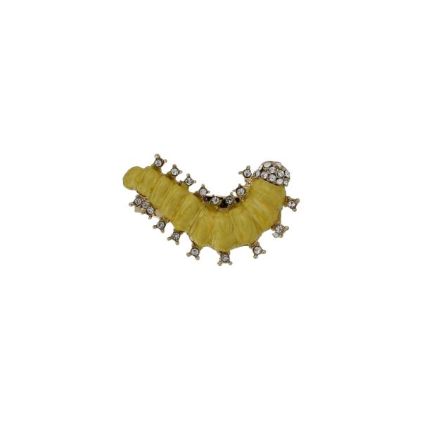 JEWELRY - BROOCH - METAL AND CRYSTALS - CATERPILLAR В218 - 3.6x2.1cm GOLD-YELLOW-WHITE - 1pc.