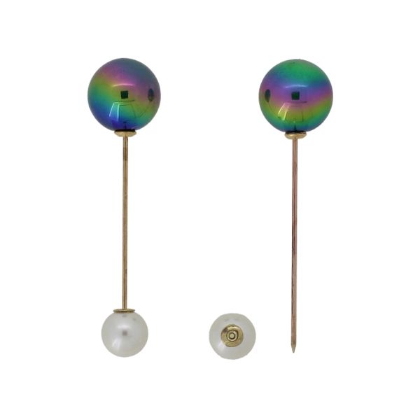 БИЖУТЕРИЯ - БРОШКА - МЕТАЛ И ПЕРЛИ - ИГЛА B226 - 1.5х6.2см ЗЛАТИСТО-ЕКРЮ-ДЪГА (АВ) - ПАКЕТ 6 бр.