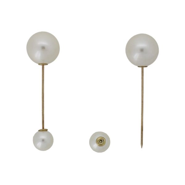 JEWELRY - BROOCH - METAL AND PEARLS - NEEDLE 226 - 1.6x5.6cm GOLD-ECRU - 1pc.