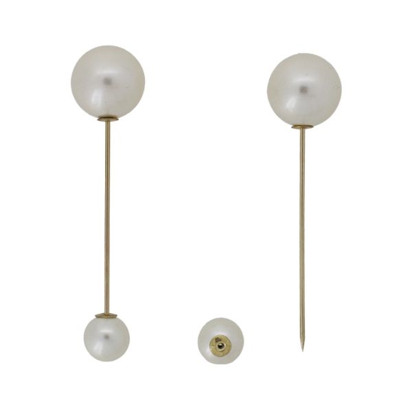 JEWELRY - BROOCH - METAL AND PEARLS - NEEDLE 226 - 1.6x6.7cm GOLD-ECRU - 1pc.