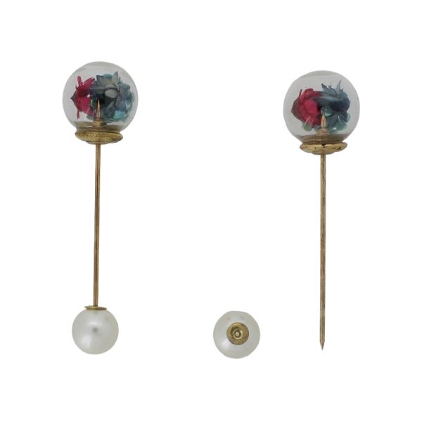 JEWELRY - BROOCH - METAL AND PEARLS - NEEDLE 228 - 1.6x6.0cm GOLD-ECRU-MIX - 1pc.