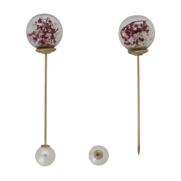 JEWELRY - BROOCH - METAL AND PEARLS - NEEDLE 229 - 1.8x6.7cm GOLD-ECRU-CYCLAMEN - 1pc.