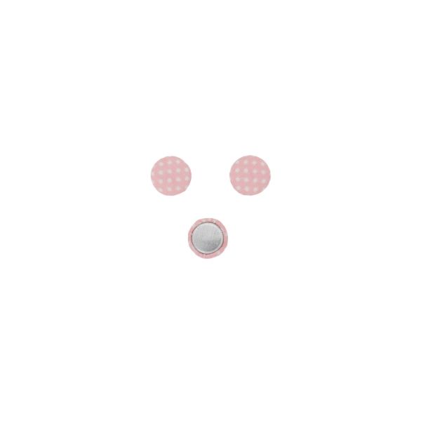 ADHESIVE BEADS - TEXTILE - HEMISPHERE 008 - 10x4mm - DOTS 01 - PINK (LIGHT) AND WHITE - PACKAGE 100pcs.