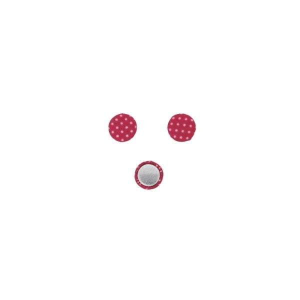 ADHESIVE BEADS - TEXTILE - HEMISPHERE 009 - 10x4mm - DOTS 01 - CYCLAMEN AND WHITE - 10pcs.