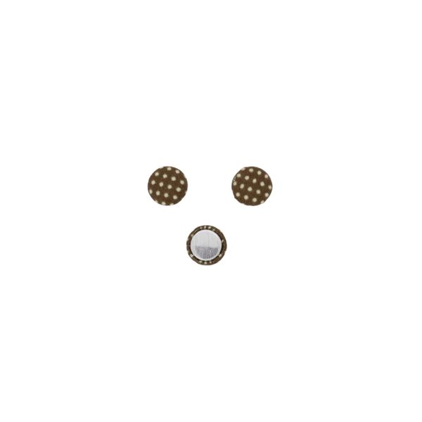 ADHESIVE BEADS - TEXTILE - HEMISPHERE 011 - 10x4mm - DOTS 01 - BROWN AND ECRU - PACKAGE 100pcs.