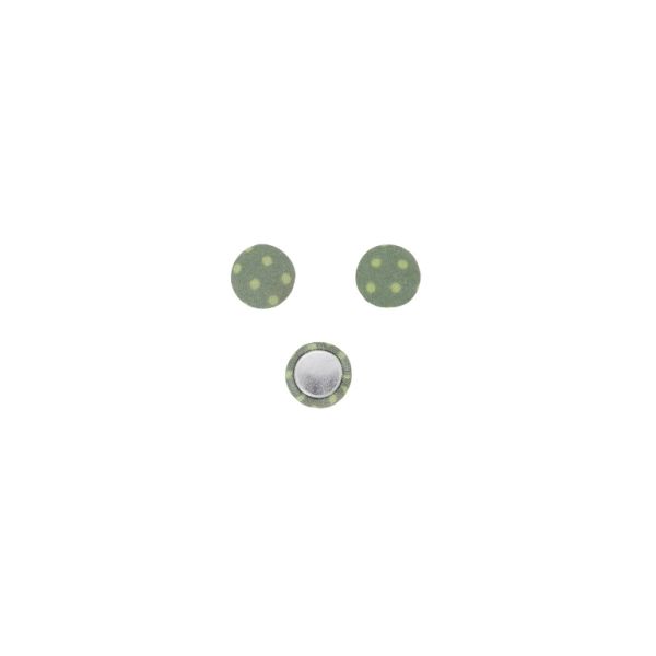 ADHESIVE BEADS - TEXTILE - HEMISPHERE 012 - 10x4mm - DOTS 02 - GREEN MILITARY (LIGHT) AND YELLOW (LIGHT) - PACKAGE 100pcs.