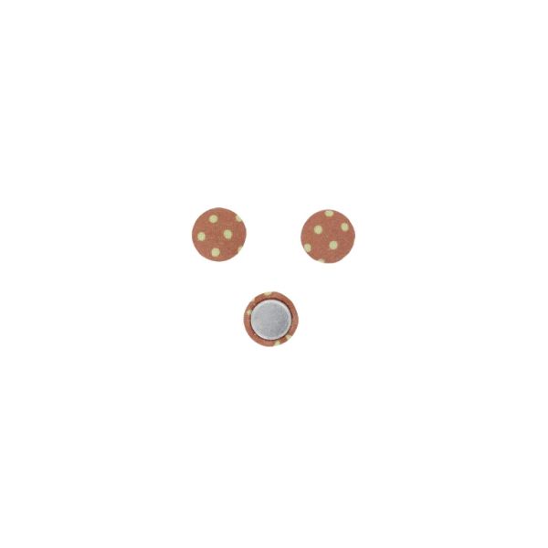 ADHESIVE BEADS - TEXTILE - HEMISPHERE 013 - 10x4mm - DOTS 02 - CORAL (DARK) AND YELLOW (LIGHT) - PACKAGE 100pcs.