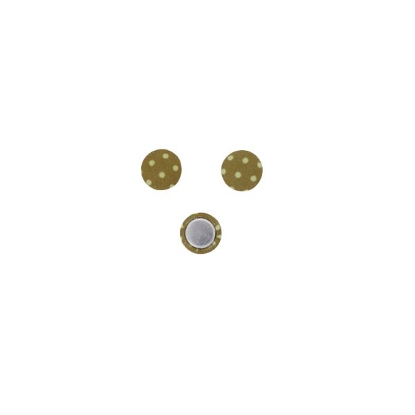 ADHESIVE BEADS - TEXTILE - HEMISPHERE 018 - 10x4mm - DOTS 02 - BROWN (LIGHT) AND YELLOW (LIGHT) - 10pcs.