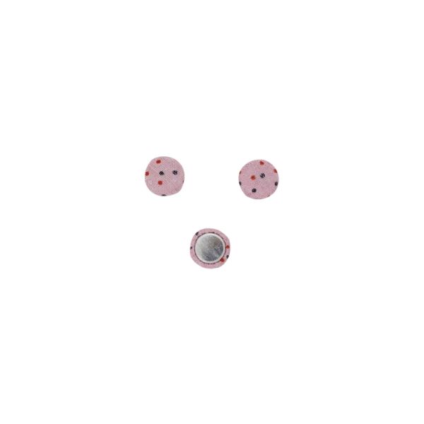 ADHESIVE BEADS - TEXTILE - HEMISPHERE 023 - 10x4mm - DOTS 03 - PINK AND MIX - 10pcs.