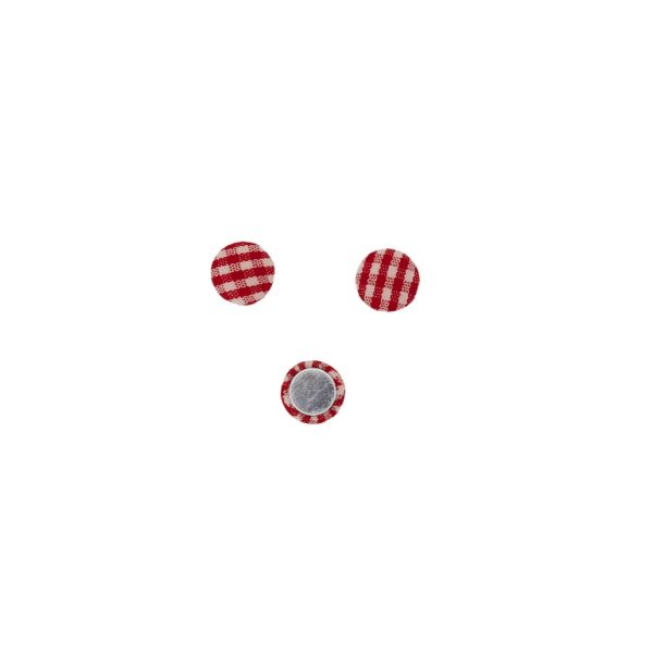 ADHESIVE BEADS - TEXTILE - HEMISPHERE 025 - 10x4mm - COUNTRY CHECK PATTERN 01 - RED (LIGHT)-RED-WHITE - 10pcs.