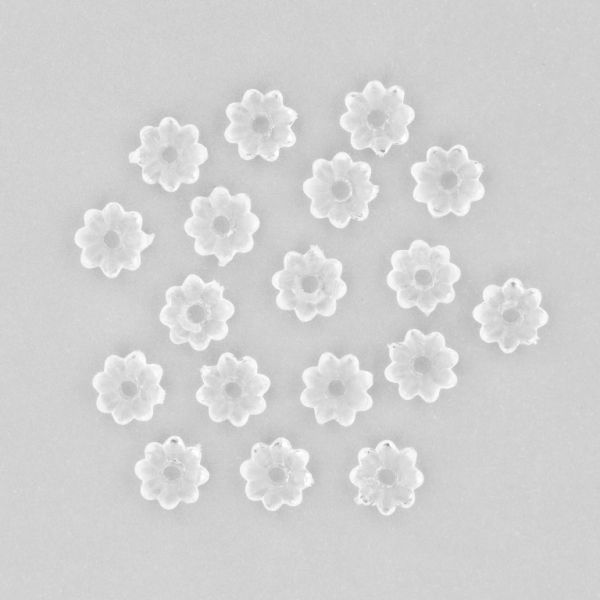 TRANSPARENT PLASTIC BEADS - WASHER FLOWER - 3x6mm WHITE V01 - PACKAGE 500g Hole-1.5mm (8300pcs.)