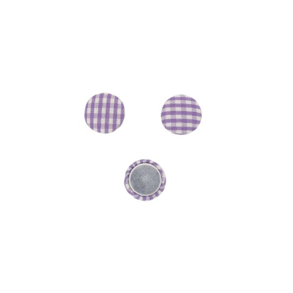 ADHESIVE BEADS - TEXTILE - HEMISPHERE 055 - 15x5mm - COUNTRY CHECK PATTERN 01 - PURPLE (LIGHT)-PURPLE-WHITE - 10pcs.
