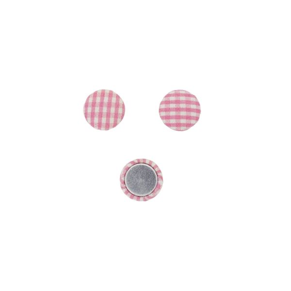 ADHESIVE BEADS - TEXTILE - HEMISPHERE 057 - 15x5mm - COUNTRY CHECK PATTERN 01 - PINK (LIGHT)-PINK-WHITE - PACKAGE 100pcs.