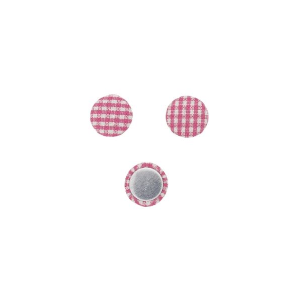 ADHESIVE BEADS - TEXTILE - HEMISPHERE 058 - 15x5mm - COUNTRY CHECK PATTERN 01 - PINK (LIGHT)-PINK (DARK)-WHITE - 10pcs.