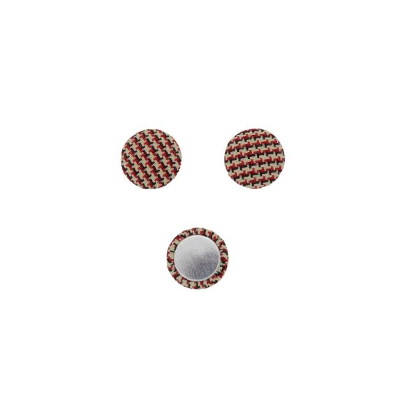 ADHESIVE BEADS - TEXTILE - HEMISPHERE 066 - 15x5mm - PEPIT 01 - BEIGE-RED-BLACK - PACKAGE 100pcs.