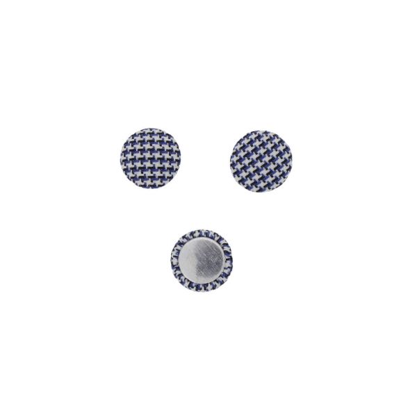 ADHESIVE BEADS - TEXTILE - HEMISPHERE 067 - 15x5mm - PEPIT 01 - WHITE-BLUE (DARK)-BLACK - PACKAGE 100pcs.